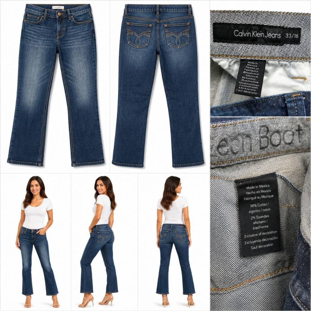 Calvin Klein Bootcut Jeans Womens 33/16 Dark Wash